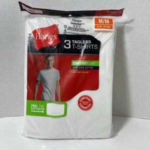 Hanes Comfort Soft White Tagless T Shirts Cotton M